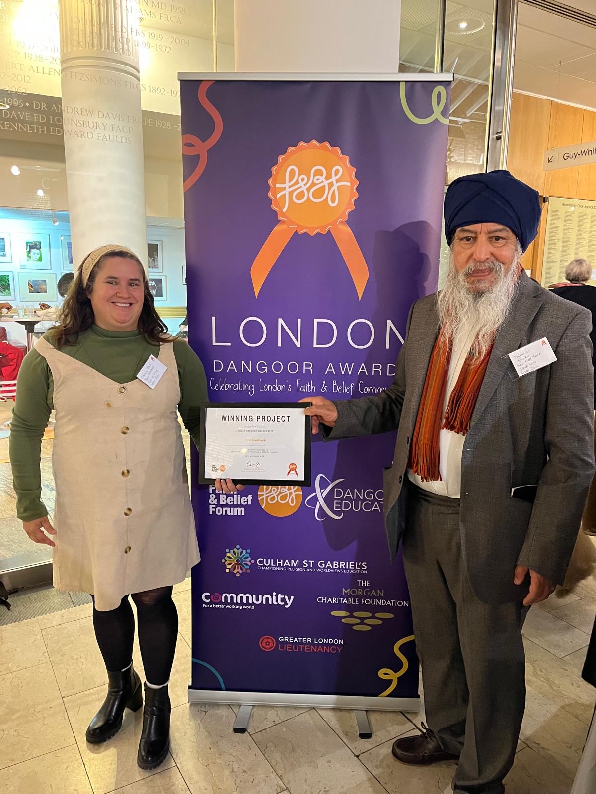 Bow Foodbank wins a Dangoor award